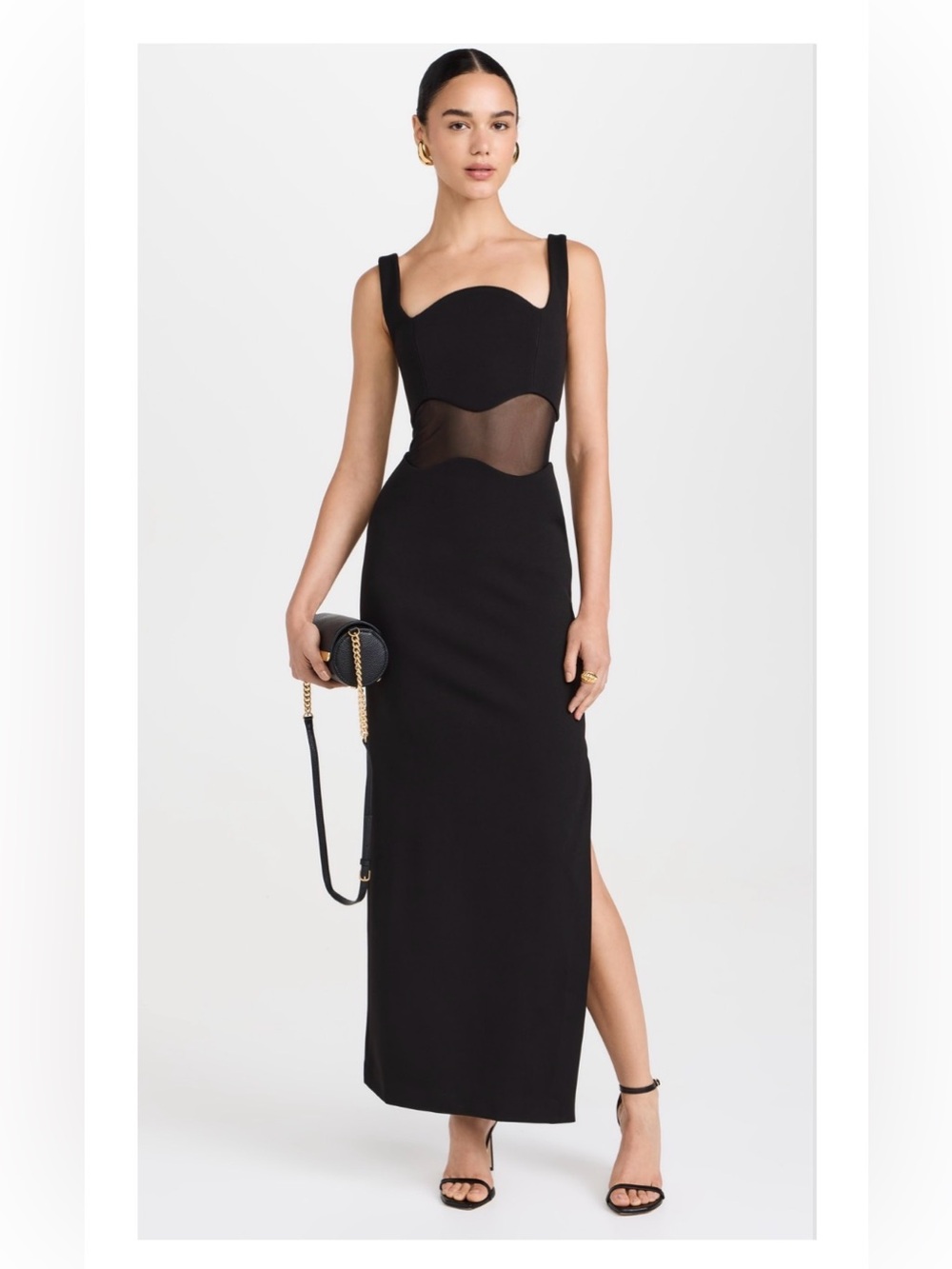 MISHA Damita Dress Black Mesh Cutouts